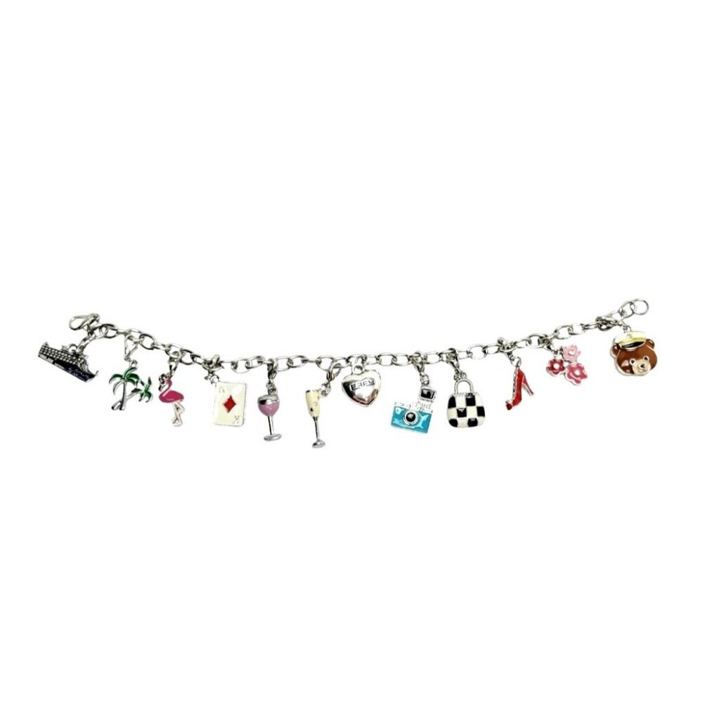 EFFY Bracelet and 12 Charms Princess Cruise Collectable Beach Caribbean Fun 8.5" - Picture 2 of 5